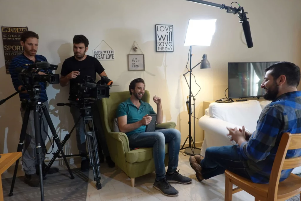 The Kipp Creative team filming an on-location interview